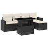Salon de jardin 6 pcs avec coussins noir résine tressée 