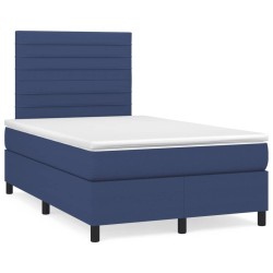 Sommier à lattes de lit avec matelas bleu 120x190 cm tissu 