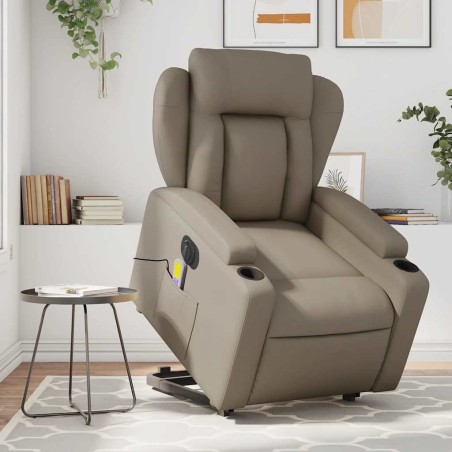 Fauteuil inclinable de massage électrique cappuccino similicuir 