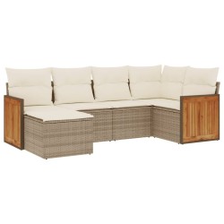Salon de jardin avec coussins 6 pcs beige résine tressée 