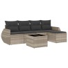 Salon de jardin 6 pcs avec coussins gris clair résine tressée 