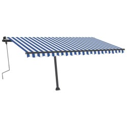 Auvent manuel rétractable sur pied 400x300 cm Bleu et blanc 