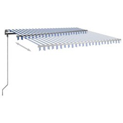 Auvent manuel rétractable sur pied 400x300 cm Bleu et blanc 