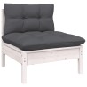 Salon de jardin 4 pcs avec coussins blanc bois de pin 
