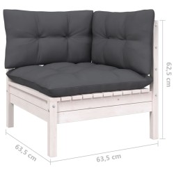 Salon de jardin 4 pcs avec coussins blanc bois de pin 