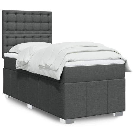 Sommier à lattes de lit avec matelas Gris foncé 80x200 cm Tissu 