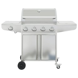 Barbecue à gaz avec 5 brûleurs argenté acier inoxydable 