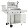 Barbecue à gaz avec 5 brûleurs argenté acier inoxydable 