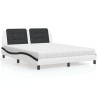 Lit avec matelas blanc et noir 160x200 cm similicuir 