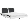 Lit avec matelas blanc et noir 160x200 cm similicuir 
