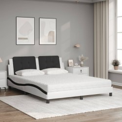 Lit avec matelas blanc et noir 160x200 cm similicuir 