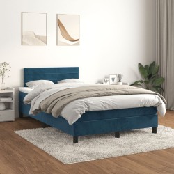 Sommier à lattes de lit et matelas bleu foncé 120x190cm velours 