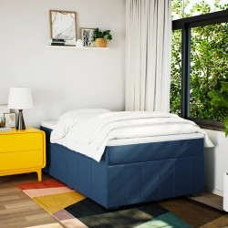 Sommier à lattes de lit avec matelas bleu 120x190 cm tissu 