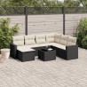 Salon de jardin 8 pcs avec coussins noir résine tressée 