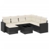 Salon de jardin 8 pcs avec coussins noir résine tressée 
