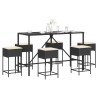 Ensemble de bar de jardin 7 pcs avec coussins noir poly rotin 