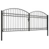 Portillon double porte avec dessus arqué Acier 400x150 cm Noir 