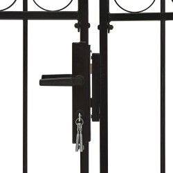 Portillon double porte avec dessus arqué Acier 400x150 cm Noir 