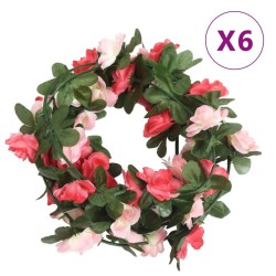Guirlandes de fleurs de Noël 6 pcs rose 250 cm 