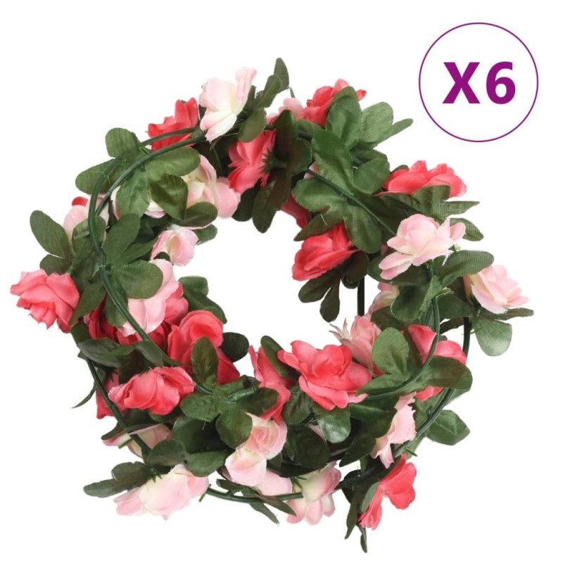 Guirlandes de fleurs de Noël 6 pcs rose 250 cm 