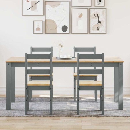 Ensemble à manger Panama 5 pcs gris bois de pin massif 