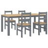 Ensemble à manger Panama 5 pcs gris bois de pin massif 