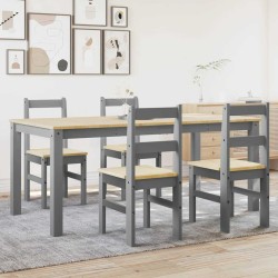 Ensemble à manger Panama 5 pcs gris bois de pin massif 