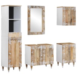Ensemble de meubles de salle de bain 5 pcs bois manguier massif 