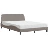 Lit avec matelas taupe 140x190 cm tissu 