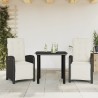 Ensemble de bistro 3 pcs avec coussins noir résine tressée 