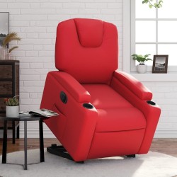Fauteuil inclinable électrique rouge similicuir 
