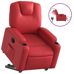 Fauteuil inclinable électrique rouge similicuir 