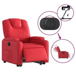 Fauteuil inclinable électrique rouge similicuir 