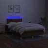 Sommier à lattes de lit matelas et LED marron foncé 120x190 cm 
