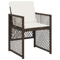 Ensemble à manger de jardin et coussins 7 pcs marron rotin 