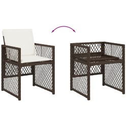 Ensemble à manger de jardin et coussins 7 pcs marron rotin 