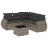 Salon de jardin 6 pcs avec coussins gris résine tressée 