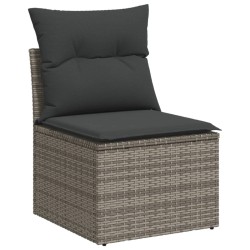 Salon de jardin 6 pcs avec coussins gris résine tressée 