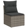 Salon de jardin 6 pcs avec coussins gris résine tressée 