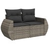 Salon de jardin 6 pcs avec coussins gris résine tressée 