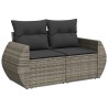 Salon de jardin 6 pcs avec coussins gris résine tressée 