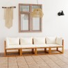 Canapé de jardin à 4 places avec coussin Crème Bois d'acacia 