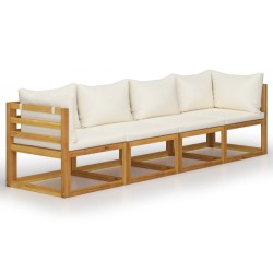 Canapé de jardin à 4 places avec coussin Crème Bois d'acacia 