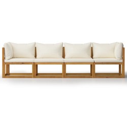 Canapé de jardin à 4 places avec coussin Crème Bois d'acacia 