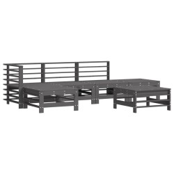 Salon de jardin 6 pcs Gris Bois de pin massif 