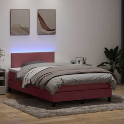 Sommier à lattes de lit avec matelas rose 120x220 cm velours 
