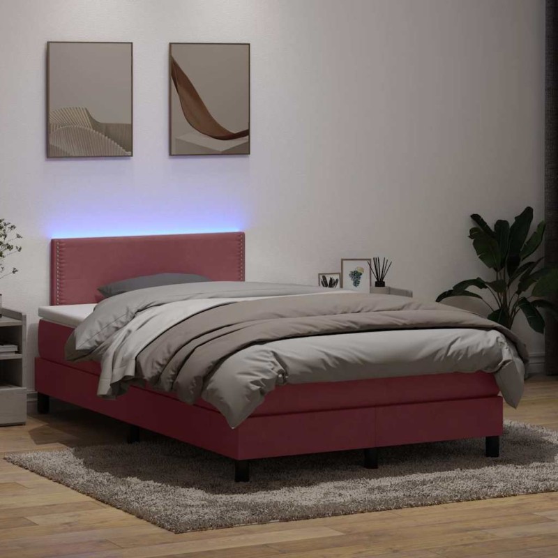 Sommier à lattes de lit avec matelas rose 120x220 cm velours 