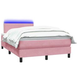 Sommier à lattes de lit avec matelas rose 120x220 cm velours 