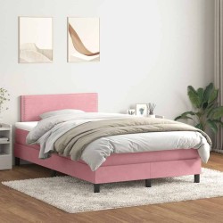Sommier à lattes de lit avec matelas rose 120x220 cm velours 