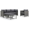 Salon de jardin 6 pcs avec coussins Résine tressée Gris 